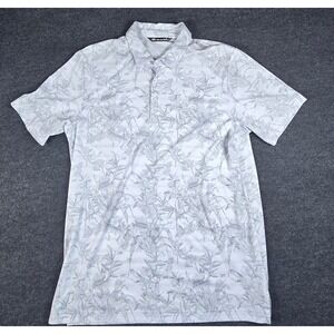 TravisMathew Men's White Gray Tropical Floral Golf Polo Performance Size L